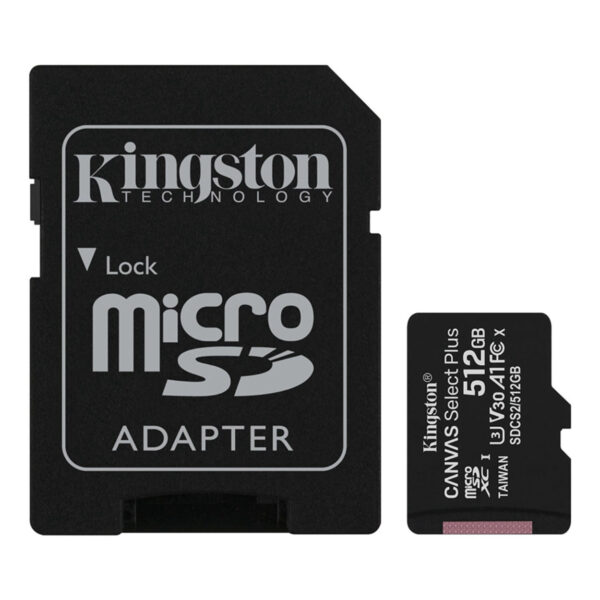 KINGSTON 512GB Class10 UHS-I SDXC Canvas Select Plus microSD Hafıza Kartı