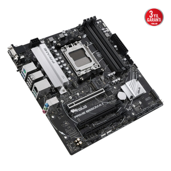 ASUS PRIME B650M-A II AMD B650 AM5 DDR5 6400 DP HDMI VGA 2X M2 USB3.2 AURA RGB 2 - Görsel 2