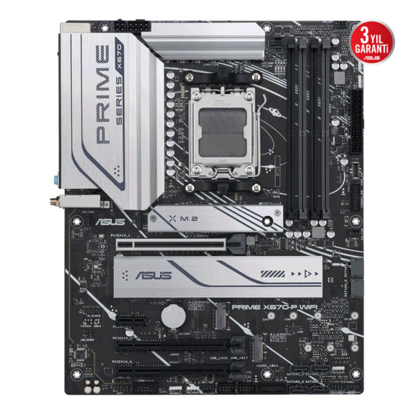 ASUS PRIME X670-P WIFI AMD X670 AM5 DDR5 6400 DP HDMI 3x M2 USB3.2 AX WiFi + BT - Görsel 2