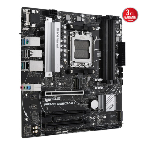 ASUS PRIME B650M-A II AMD B650 AM5 DDR5 6400 DP HDMI VGA 2X M2 USB3.2 AURA RGB 2 - Görsel 3