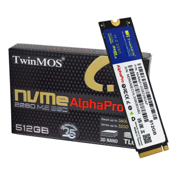 TwinMOS 512GB M.2 PCIe Gen3 NVMe SSD (3600-3250Mb/s) TLC 3DNAND