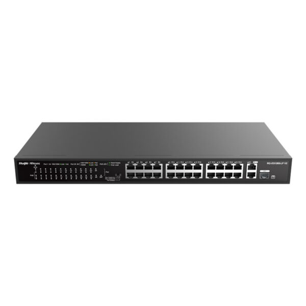 RUIJIE REYEE RG-ES126S-LP V2 24FE Port 180W Poe, 2GE Uplink, 1GE Combo SFP