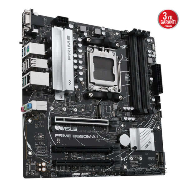 ASUS PRIME B650M-A II AMD B650 AM5 DDR5 6400 DP HDMI VGA 2X M2 USB3.2 AURA RGB 2 - Görsel 5