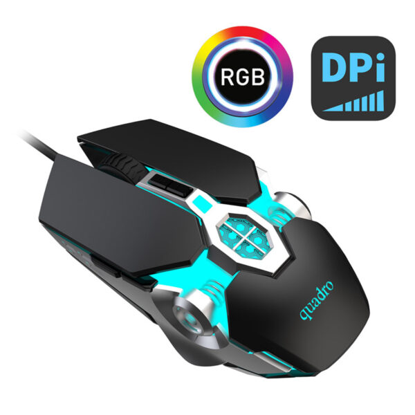 QUADRO RC-112  USB Kablolu RGB Oyuncu Mouse - Görsel 3