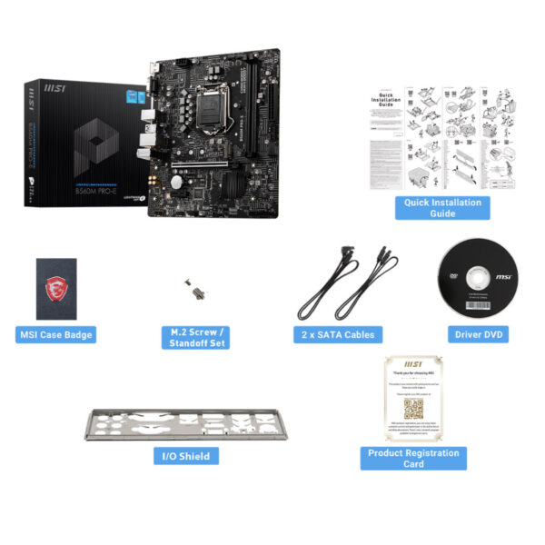 MSI B560M PRO-E SOKET 1200 DDR4 4800 (OC) PCI-E Gen 4 ,M.2 USB3.2 1x 1G LAN mATX - Görsel 3
