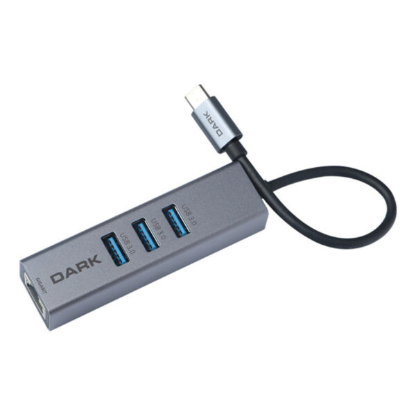 DARK USB Type-C to RJ45 Gigabit Ethernet ve 3xUSB 3.0 Hub Çoklayıcı Adaptör - Görsel 3