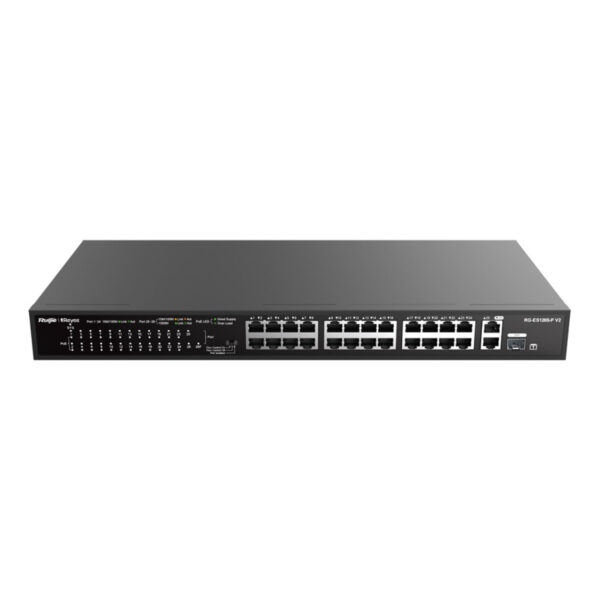 RUIJIE REYEE RG-ES126S-P V2 24FE 370W Poe, 2GE Uplink, 1GE SFP Combo   Switch - Görsel 2