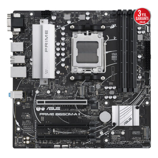ASUS PRIME B650M-A II AMD B650 AM5 DDR5 6400 DP HDMI VGA 2X M2 USB3.2 AURA RGB 2 - Görsel 4