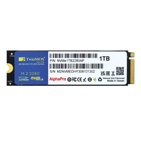 TwinMOS 1TB M.2 PCIe Gen3 NVMe (3600-3250Mb/s) TLC 3DNAND