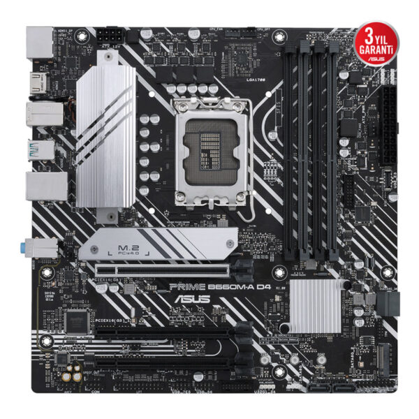 ASUS PRIME B660M-A D4 INTEL B660 LGA1700 DDR4 5333 DP HDMI ÇİFT M2 USB3.2 - Görsel 3