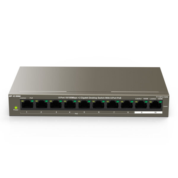 IP-COM F1110P-8-102W 8FE PoE Port (102W), 2GE Uplink Desktop Switch - Görsel 3