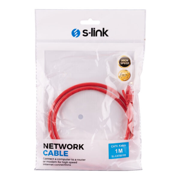 S-LINK SL-CAT601RE 1m Kırmızı CAT6 Patch Kablo