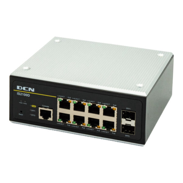 DCN IS2100D-2GF8GT-P 8GE PoE 1xSFP Endüstriyel Switch (Güç Kaynağı Dahil)