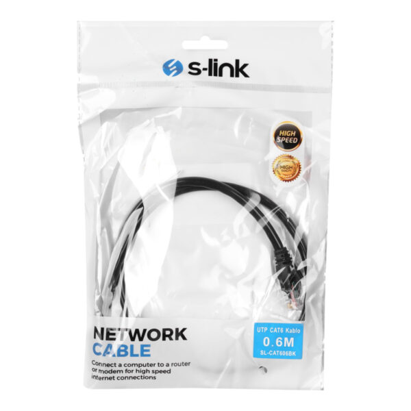 S-LINK SL-CAT606BK 60cm Siyah CAT6 Patch Kablo - Görsel 2