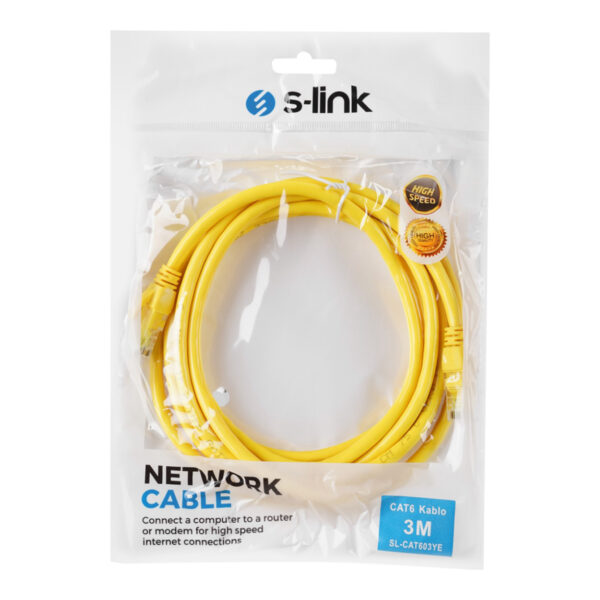 S-LINK SL-CAT603YE 3m Sarı CAT6 Patch Kablo - Görsel 2