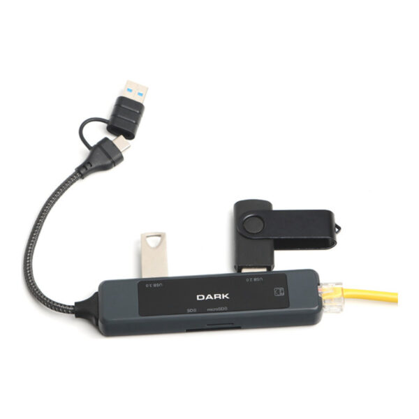 DARK USB-C & USB-A to 5 Port 2xUSB-A, Megabit Ethernet, TF&SD Kart, USB3.0 Multi - Görsel 3