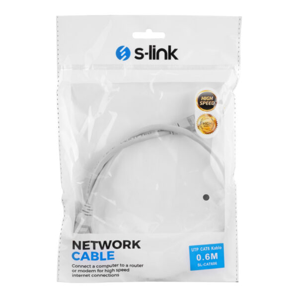 S-LINK SL-CAT606 60cm Gri CAT6 Patch Kablo - Görsel 3