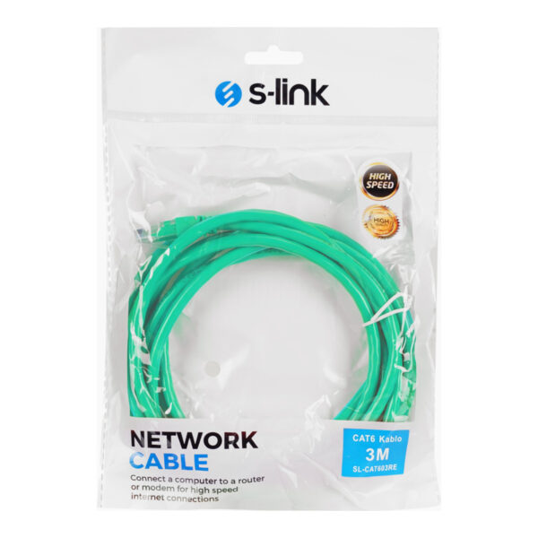 S-LINK SL-CAT603GR 3m Yeşil CAT6 Patch Kablo - Görsel 3