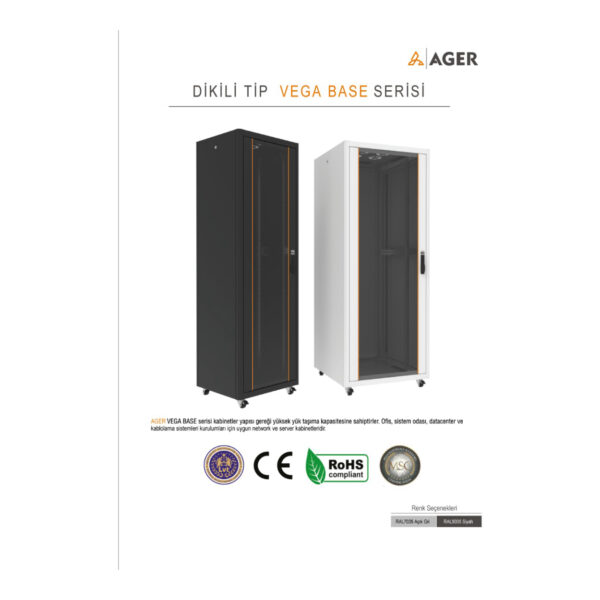 AGER Vega Base 22U  W=600mm D=600mm 19'' Dikili Tip Kabinet