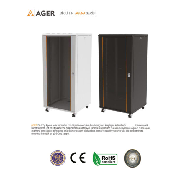 AGER Agena  22U W=600mm D=800mm 19''  Dikili Tip Kabinet - Görsel 2