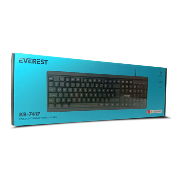 EVEREST KB-741F Siyah/Gri USB 2M Bakır Kablolu Türkçe F Klavye - Görsel 4