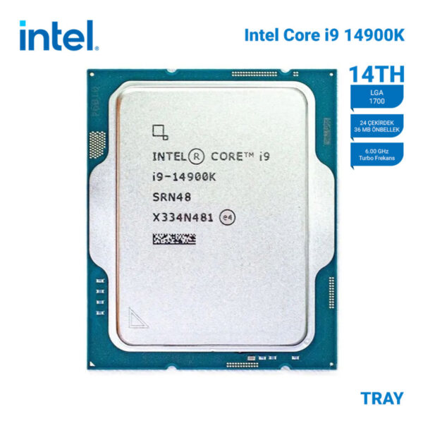 INTEL Raptor Lake i9-14900K Tray 3,2GHz VGA'lı, Fansız 24 Cores 36MB 1700p