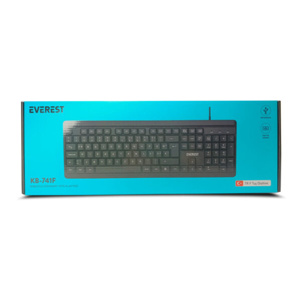 EVEREST KB-741F Siyah/Gri USB 2M Bakır Kablolu Türkçe F Klavye - Görsel 5