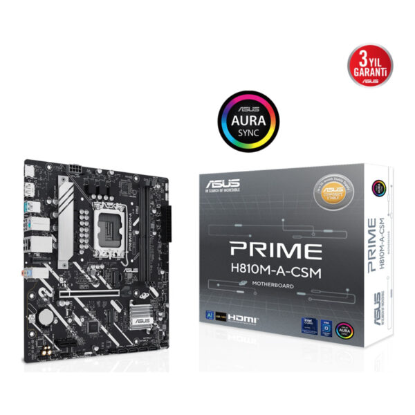 ASUS PRIME H810M-A-CSM LGA1851 DDR5 6400 Çift M2 USB3.2 AURA RGB mATX