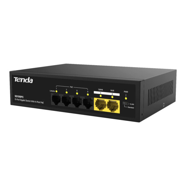 TENDA SG106PC 4GE PoE Port (55W), 2GE Uplink Desktop Switch - Görsel 2