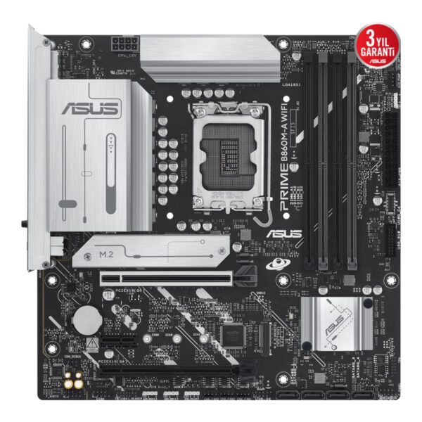 ASUS PRIME B860M-A WIFI LGA1851 DDR5 8666 WiFi 6E + BT AURA RGB 2.5Gbit LAN mATX - Görsel 4