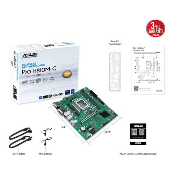 ASUS PRO H810M-C-CSM LGA1851 DDR5 6400 Çift M2 USB3.2 COM mATX - Görsel 2