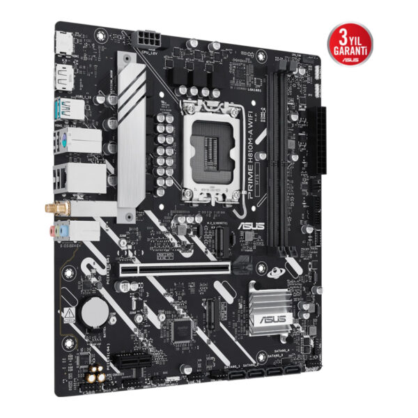 ASUS PRIME H810M-A WIFI LGA1851 DDR5 6400 Çift M2 USB3.2 WiFi+BT AURA RGB mATX - Görsel 3