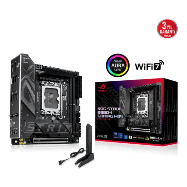 ASUS ROG STRIX B860-I GAMING WIFI LGA1851 DDR5 8800 WiFi7+BT AURA RGB 2.5GLAN Mi - Görsel 5