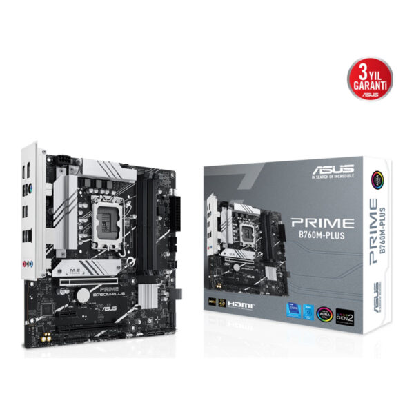 ASUS PRIME B760M-PLUS LGA1700 DDR5 7200 2x M2 USB3.2 AURA RGB 2.5Gbit LAN mATX - Görsel 4