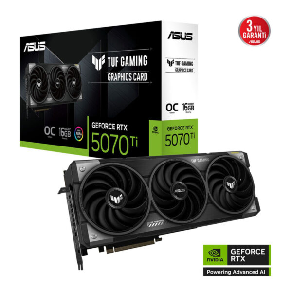 16 GB ASUS TUF-RTX5070TI-O16G-GAMING RTX 5070TI GDDR7 256bitOC 2xHDMI 3xDP RGB D - Görsel 5