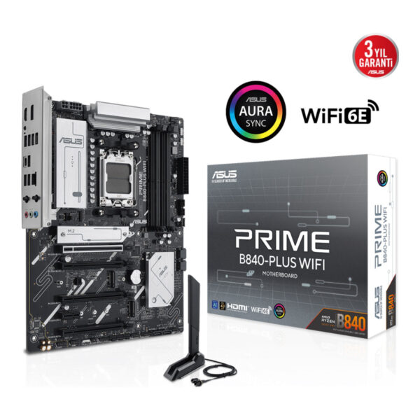 ASUS PRIME B840-PLUS WIFI AM5 DDR5 7600 3xM2 USB3.2 AURA RGB 2.5Gbit LAN ATX - Görsel 7