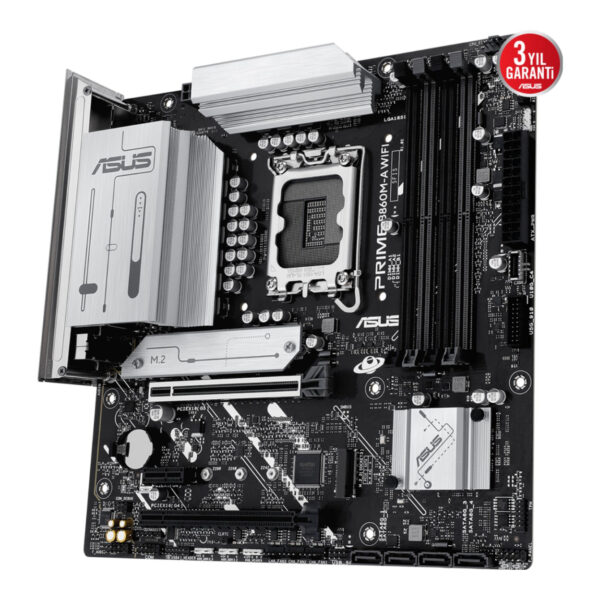 ASUS PRIME B860M-A WIFI LGA1851 DDR5 8666 WiFi 6E + BT AURA RGB 2.5Gbit LAN mATX - Görsel 3