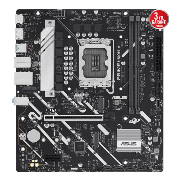 ASUS PRIME H810M-A-CSM LGA1851 DDR5 6400 Çift M2 USB3.2 AURA RGB mATX - Görsel 3