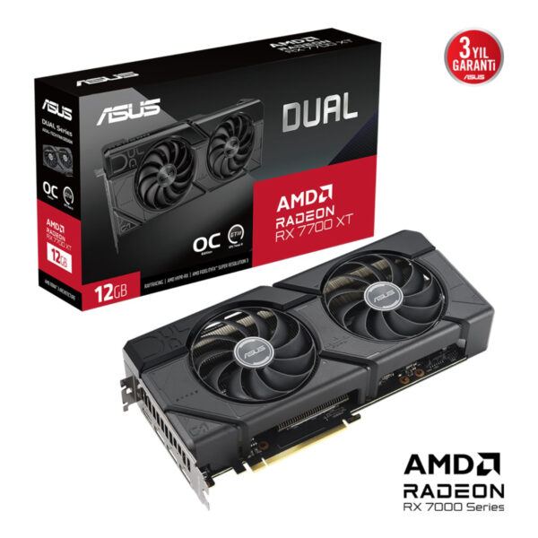 12 GB ASUS DUAL RX7700XT-O12G RX 7700 XT GDDR6 192bit 2599Mhz OC HDMI 3xDP - Görsel 5