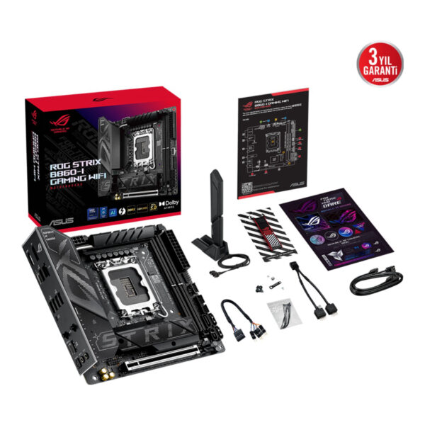 ASUS ROG STRIX B860-I GAMING WIFI LGA1851 DDR5 8800 WiFi7+BT AURA RGB 2.5GLAN Mi - Görsel 6