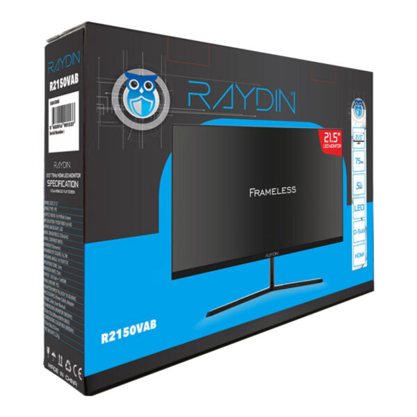 21.5" RAYDIN 5ms 75Hz, Full HD, D-Sub, HDMI, Frameless, VA LED Monitö - Görsel 2