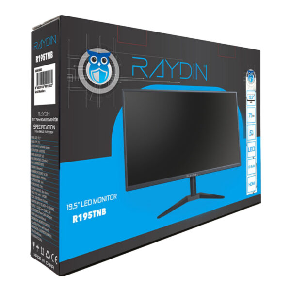 19.5" RAYDIN 5ms 75Hz, 1600x900, D-Sub, HDMI, TN LED Monitör - Görsel 3