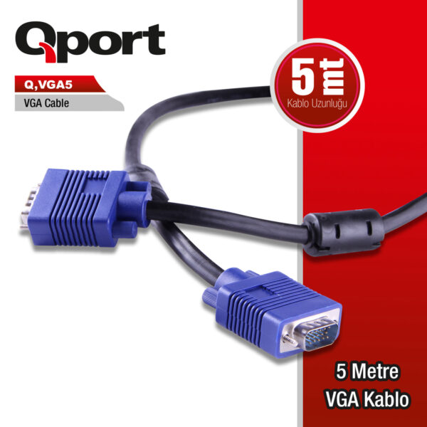 QPORT 5M 15 PİN FİTRELİ MONİTÖR / VGA KABLO (Q-VGA5)