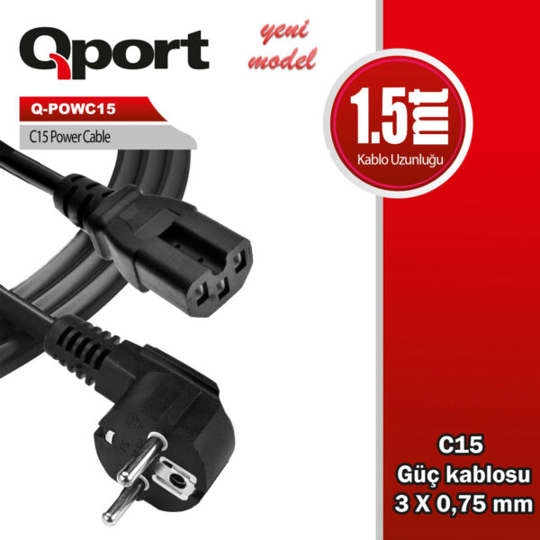 QPORT 1.5M C15 GÜÇ KABLOSU (Q-POWC15)