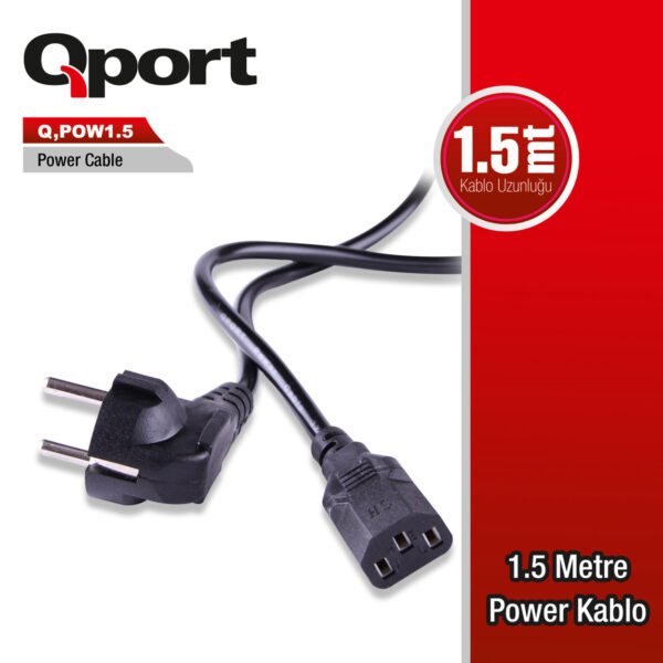 QPORT 1.5M PC POWER KABLOSU (Q-POW1.5)