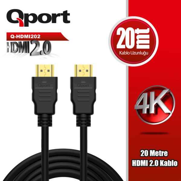 QPORT 20M HDMI 2.0 VERSİYON 4K 60HZ KABLO (Q-HDMI202)