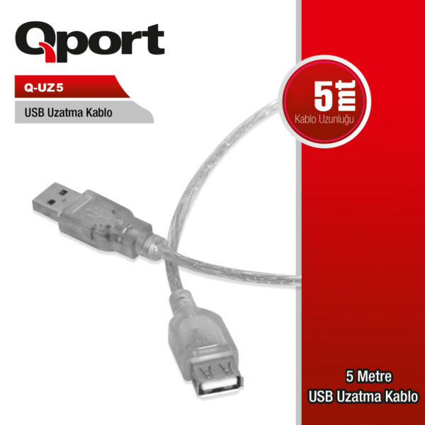 QPORT 5M USB2.0 UZATMA KABLOSU (Q-UZ5)