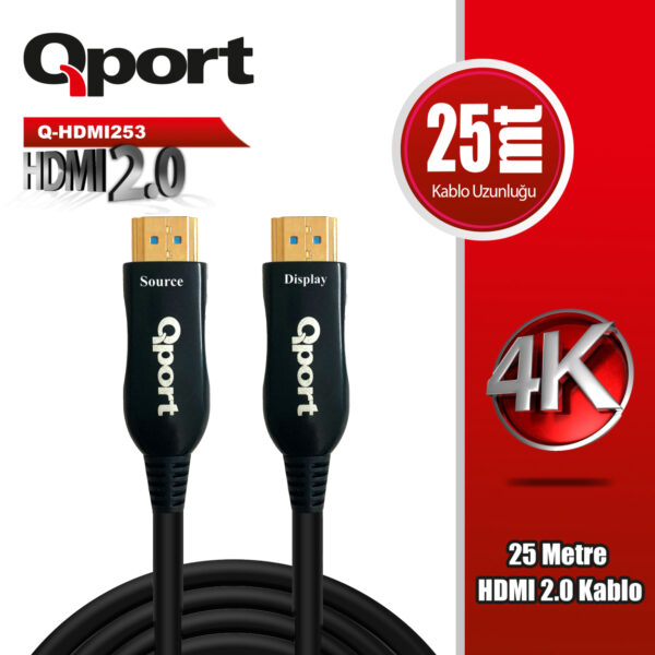 QPORT 25M HDMI 2.0 VERSİYON 4K 60HZ YÖNLÜ KABLO (Q-HDMI253)