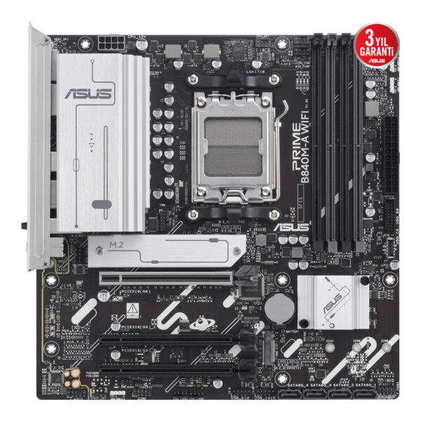 ASUS PRIME B840M-A WIFI AM5 DDR5 7600 2xDP HDMI 3xM2 6E+BT mATX - Görsel 4