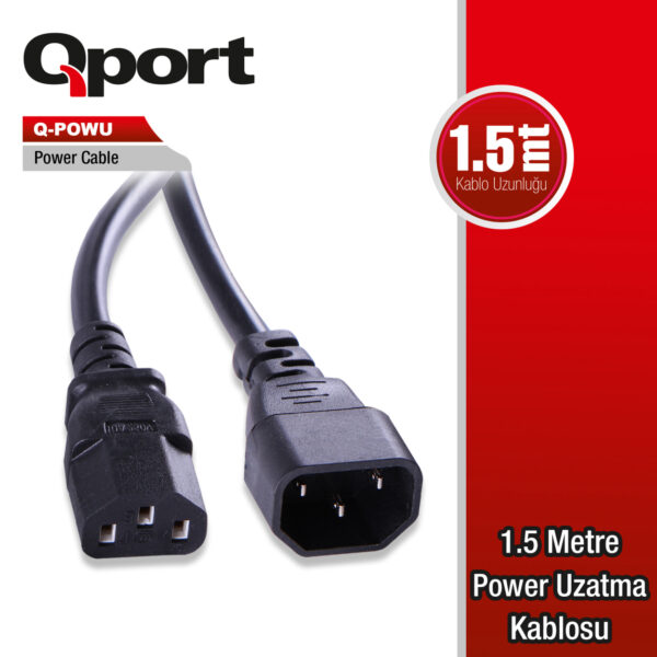 QPORT 1.5M POWER UZATMA KABLOSU (Q-POWU) - Görsel 2